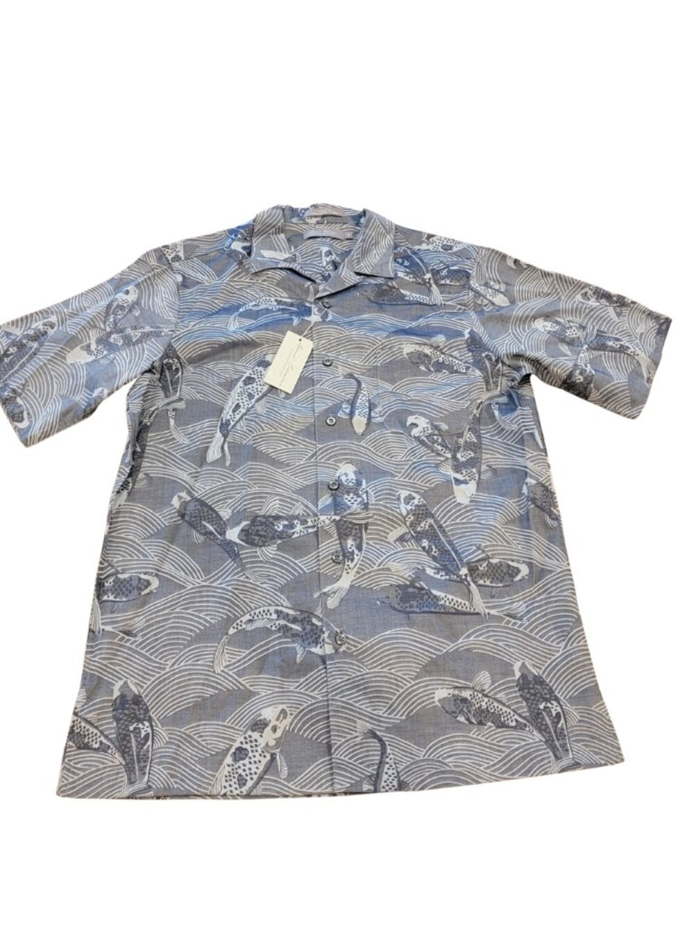 Daniel Cremieux Koi Fish Print Blue/White Collared Button Down Casual Shirt